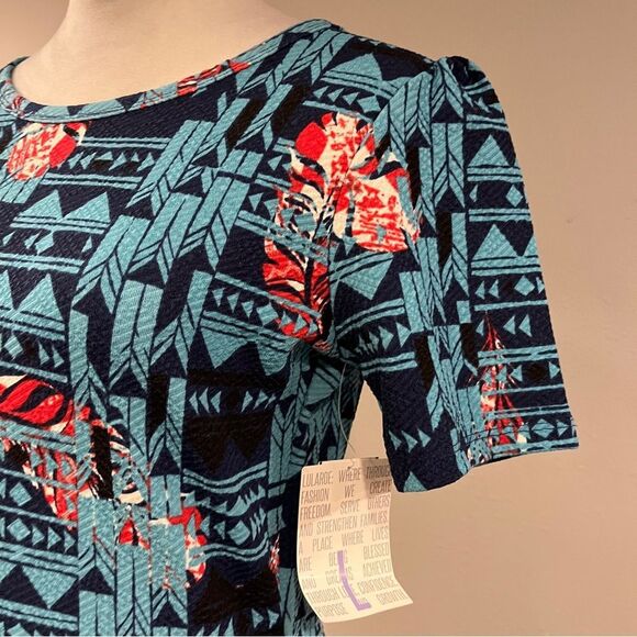 LuLaRoe geometric print short sleeve Amelia dress size large - Picture 3 of 15